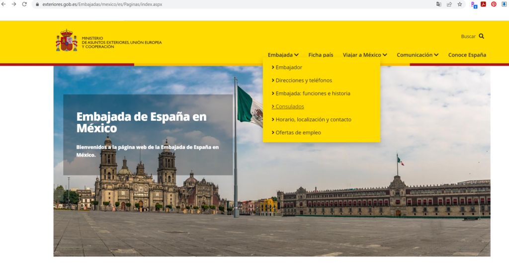 improve your chances of success at getting a Visa - initial page of the Embassy of Spain in Mexico