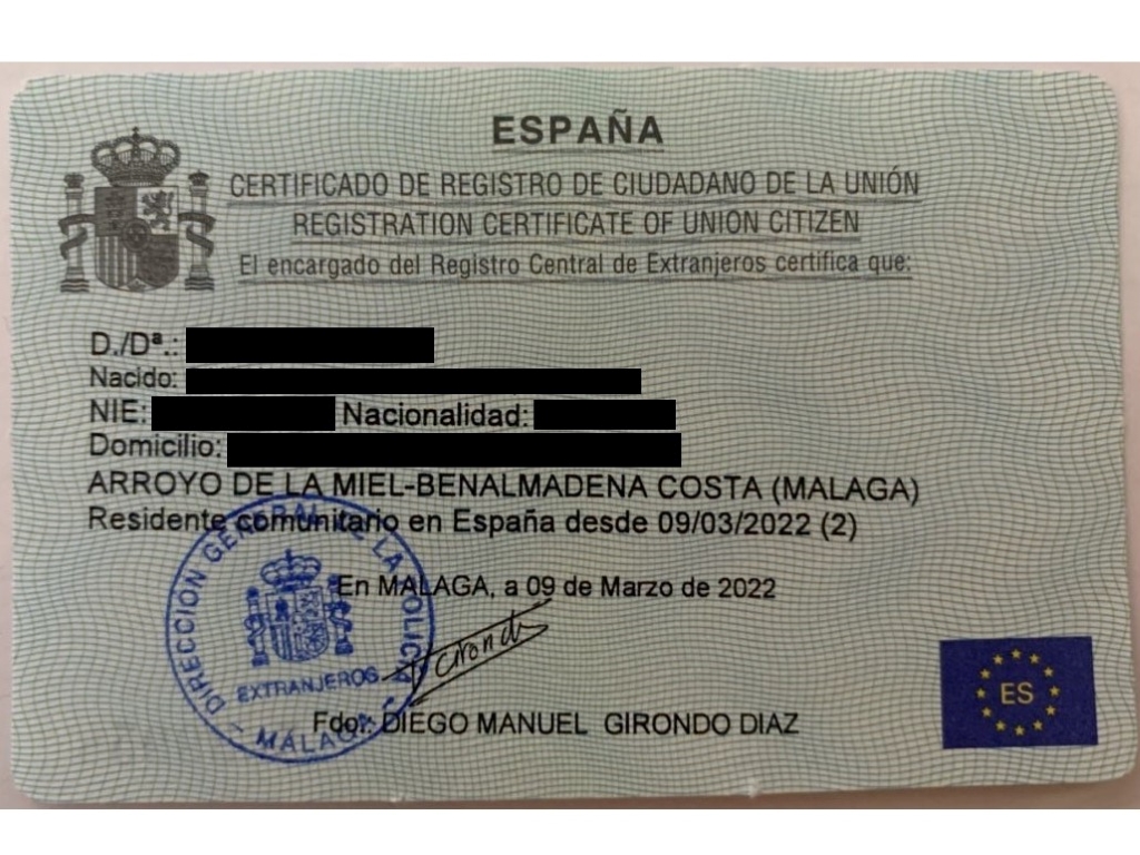 the green card - residence document for Eu citizens
