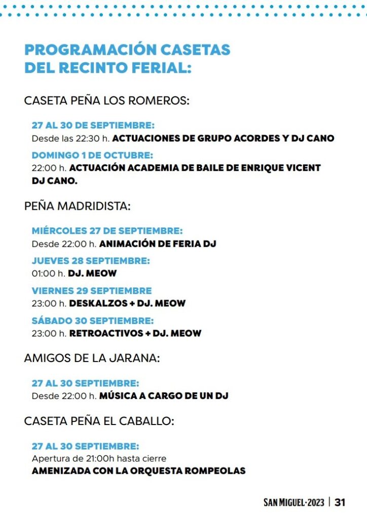 Feria de Torremolinos 2023: Casetas program