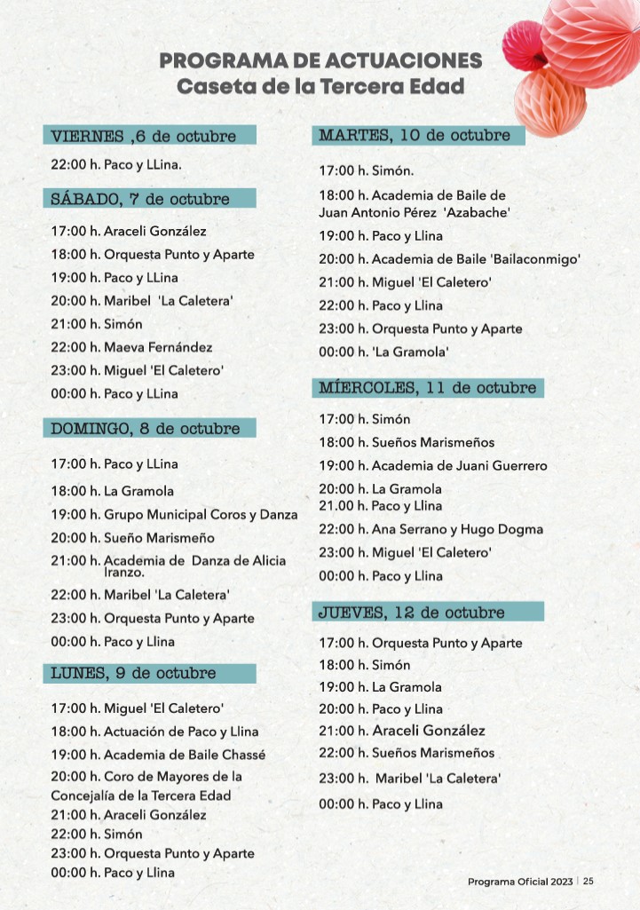 Feria del Rosario 2023 - shows Caseta 3a edad
