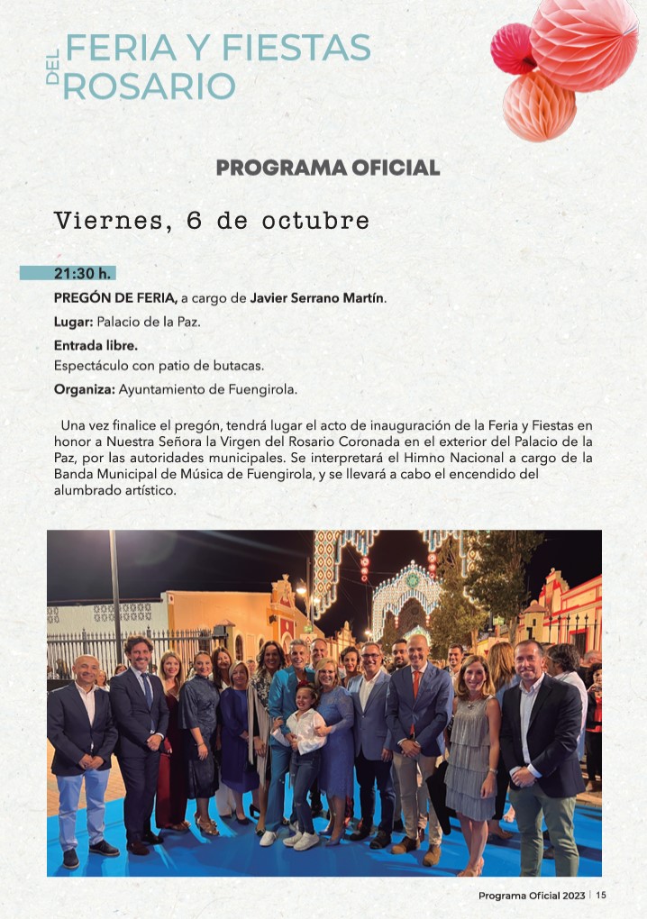 Feria del Rosario 2023 - Program October 6th
