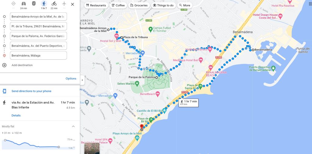 Costa del Sol using Google Maps
