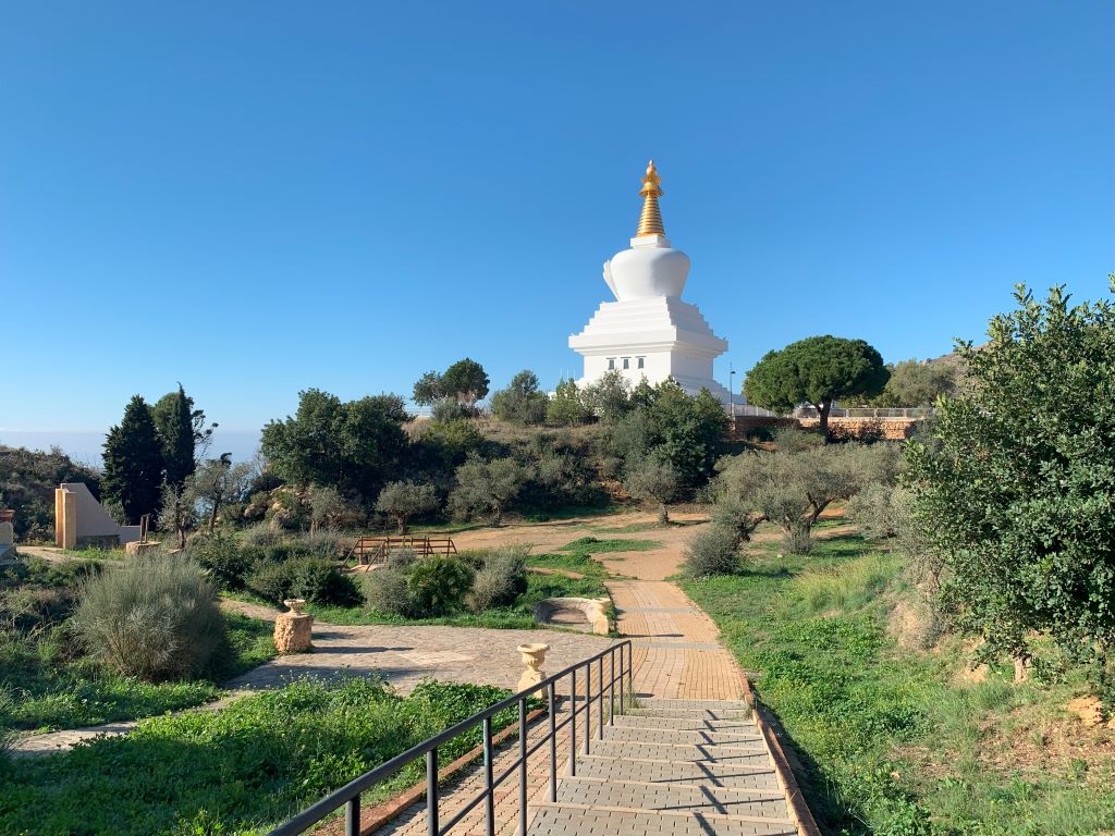 Stupa seen from parque retamar - retamar rustic park