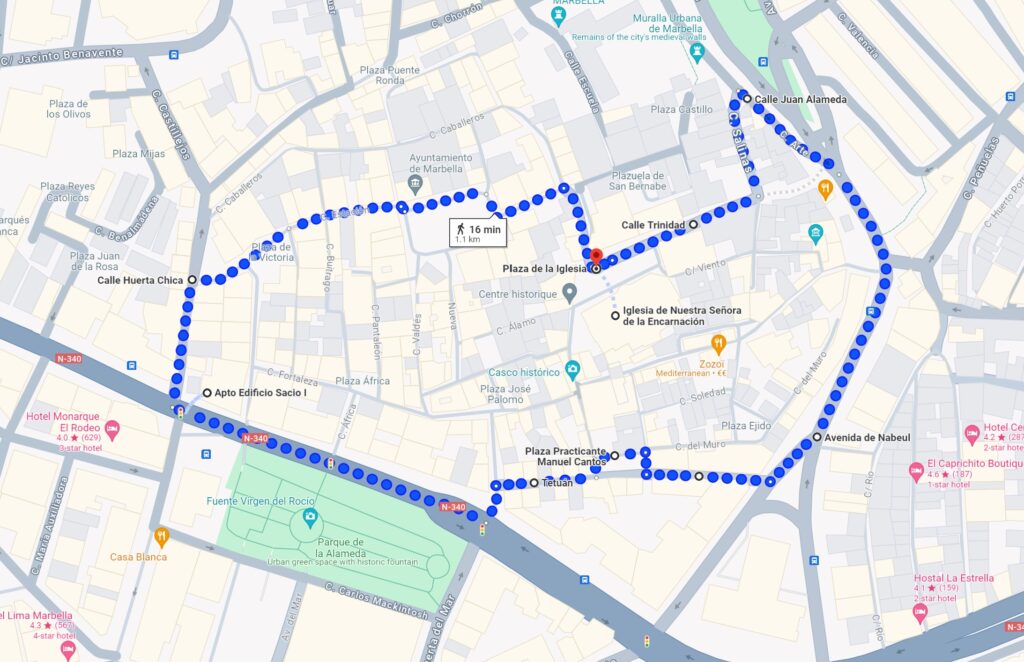 Feria de Marbella 2024 - San Barnabas procession route map