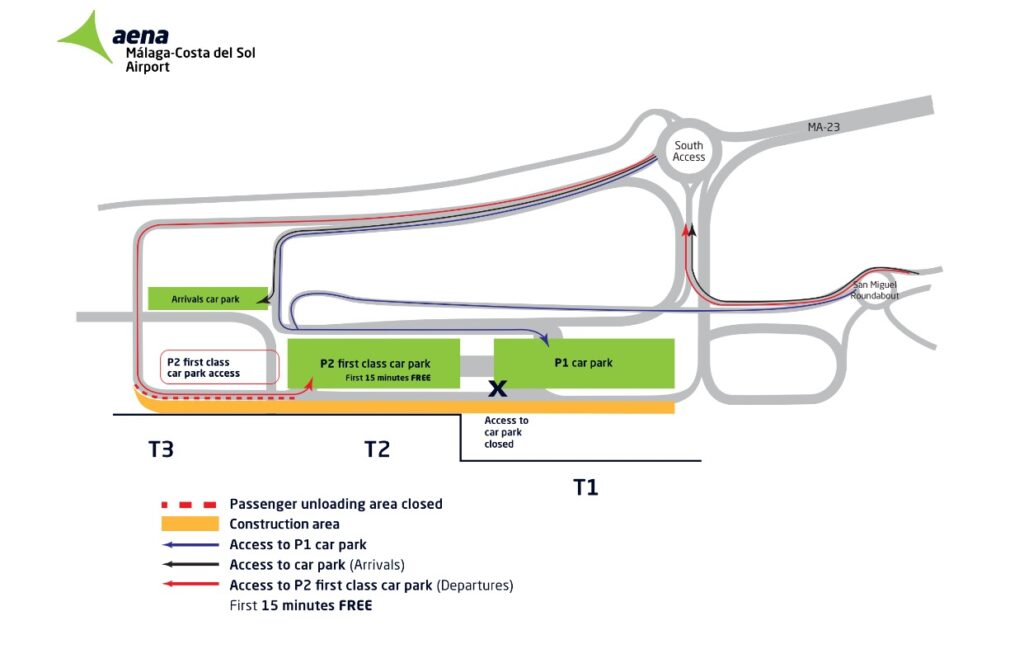 Malaga Airport parking lots map