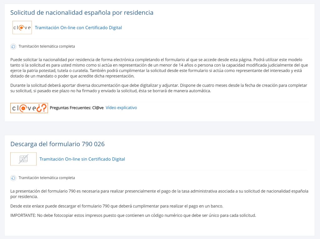 Spanish Nationality by residence -form and procedure