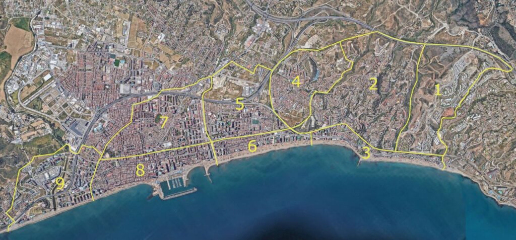 Map of the neighborhoods of Fuengirola