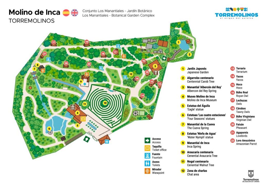 Map of the Molino de Inca Botanical Garden in Torremolinos