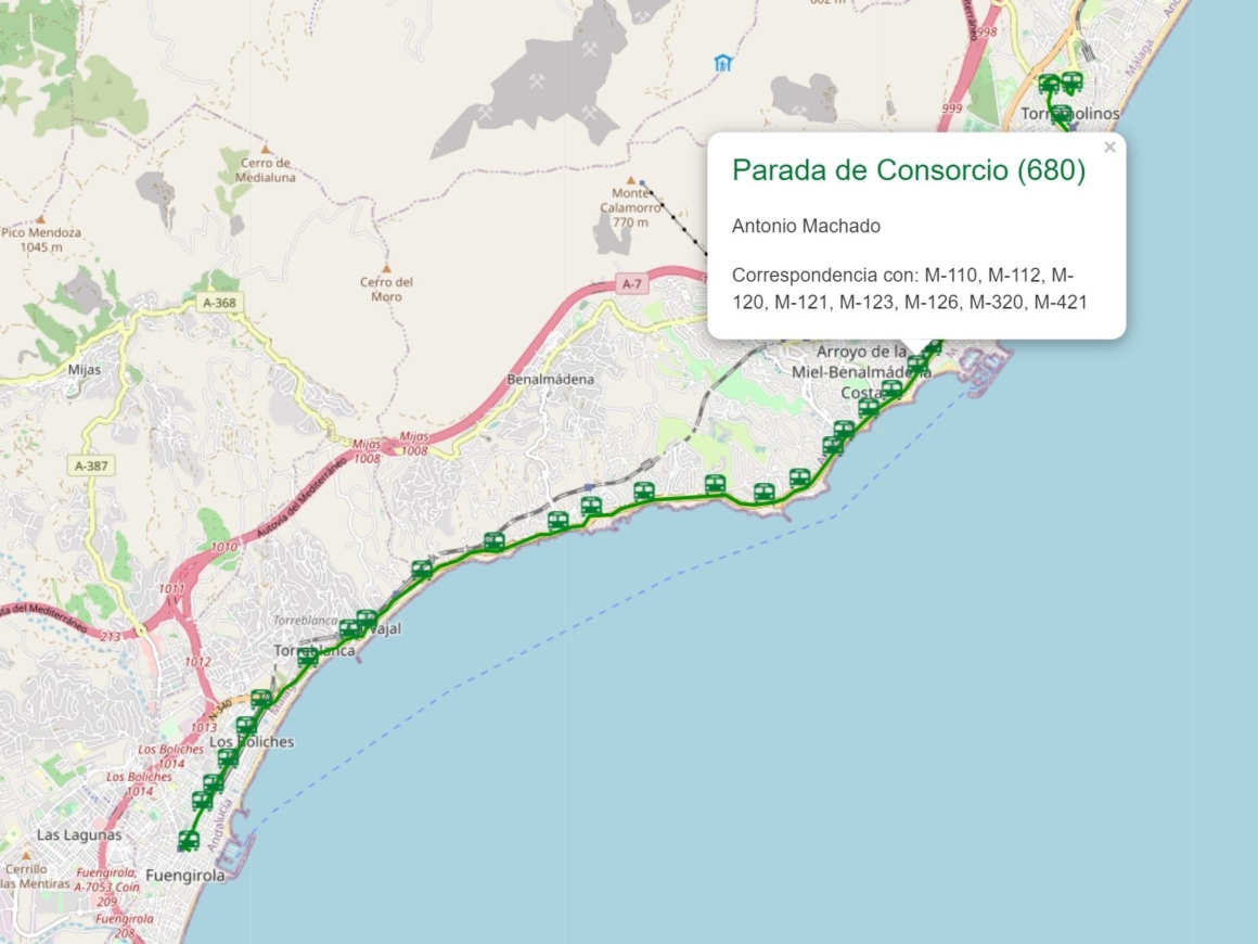 Transportation in the Costa del Sol - bus route and bus stop