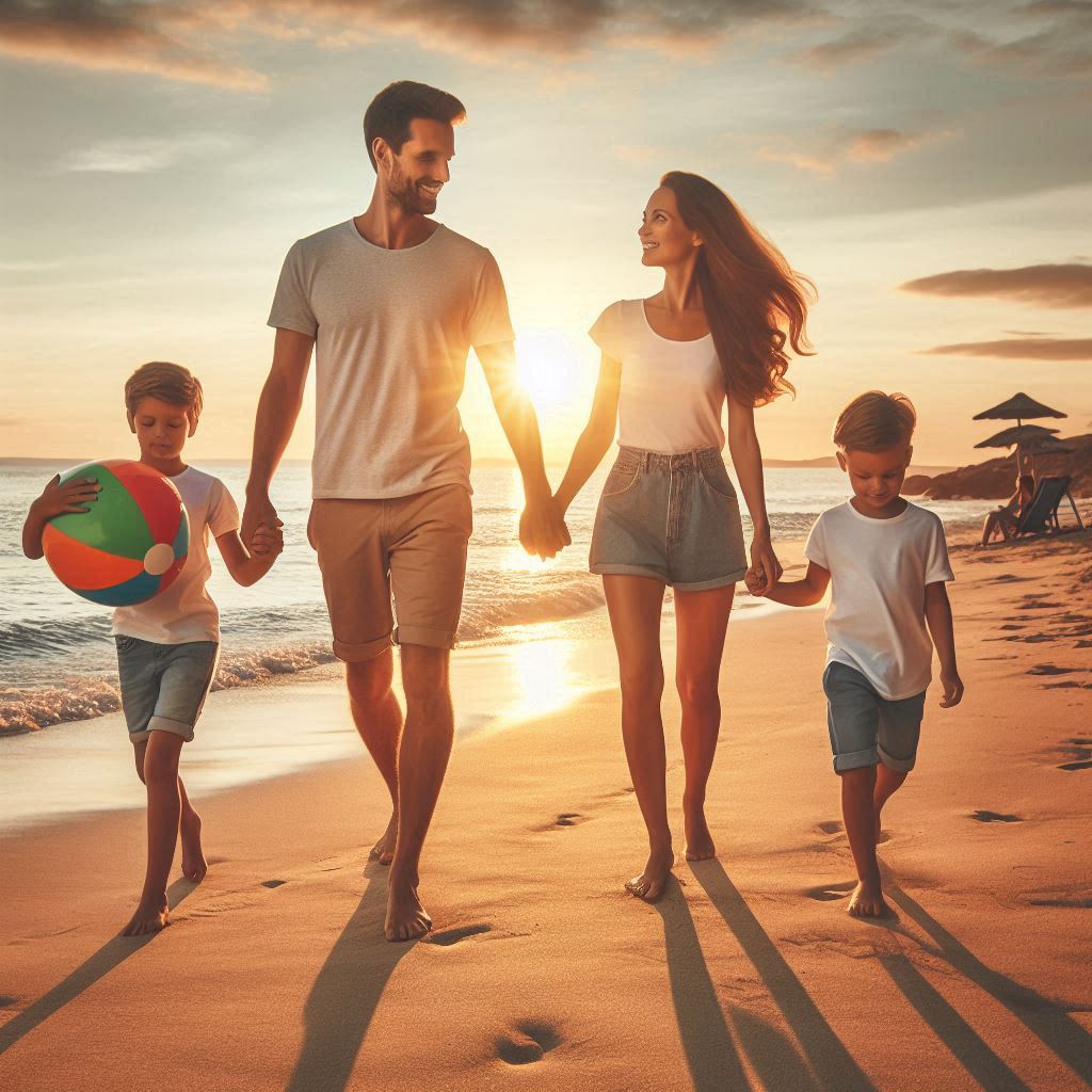 Visa to live in Spain - a family on a beach