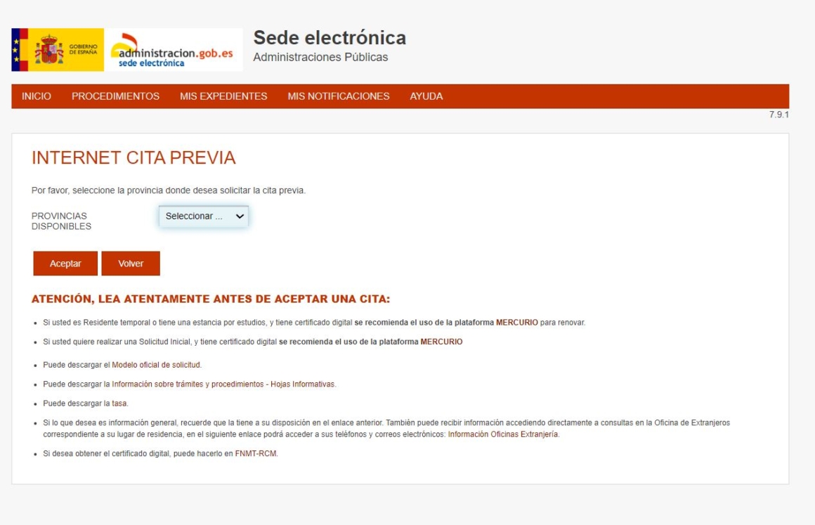 Sede electrónica - documents and fee for EU citizens residence in Spain