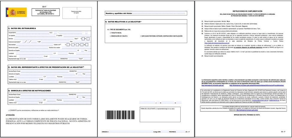 finding the list of Documents and fee for non-EU citizens residence in Spain