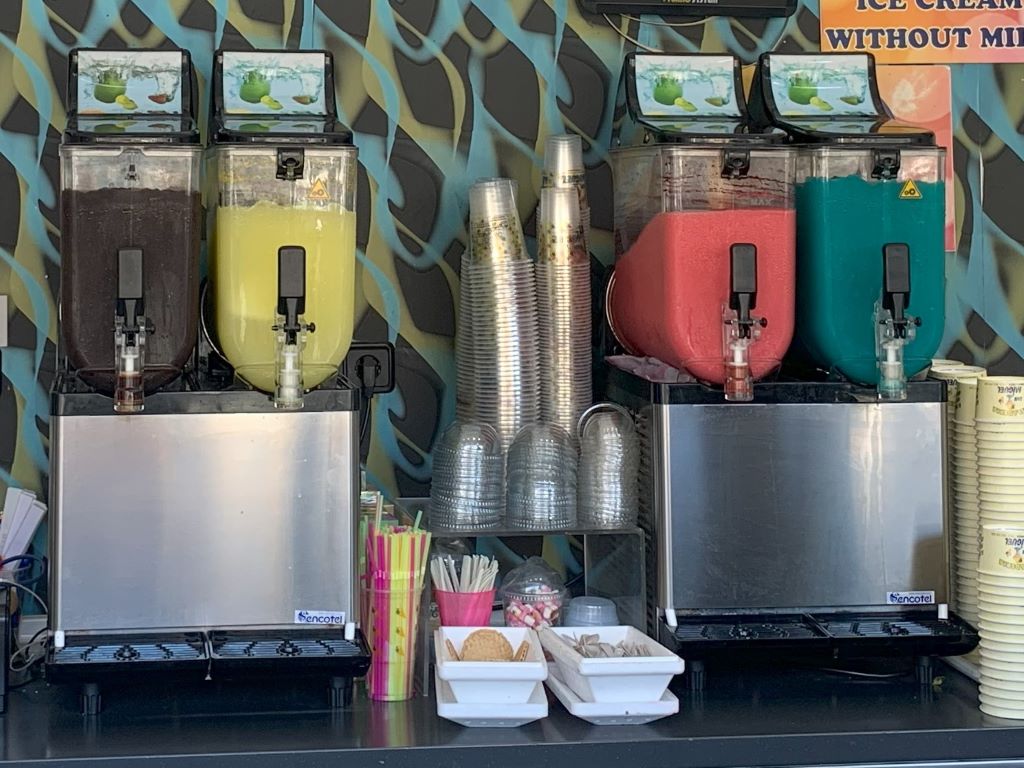 Spanish breakfast - Slushy machines in an ice cream shop