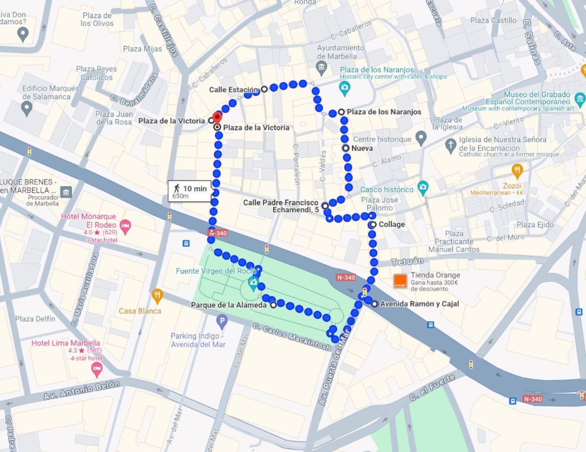 Feria de Marbella 2024 - parade of giants and big heads route map