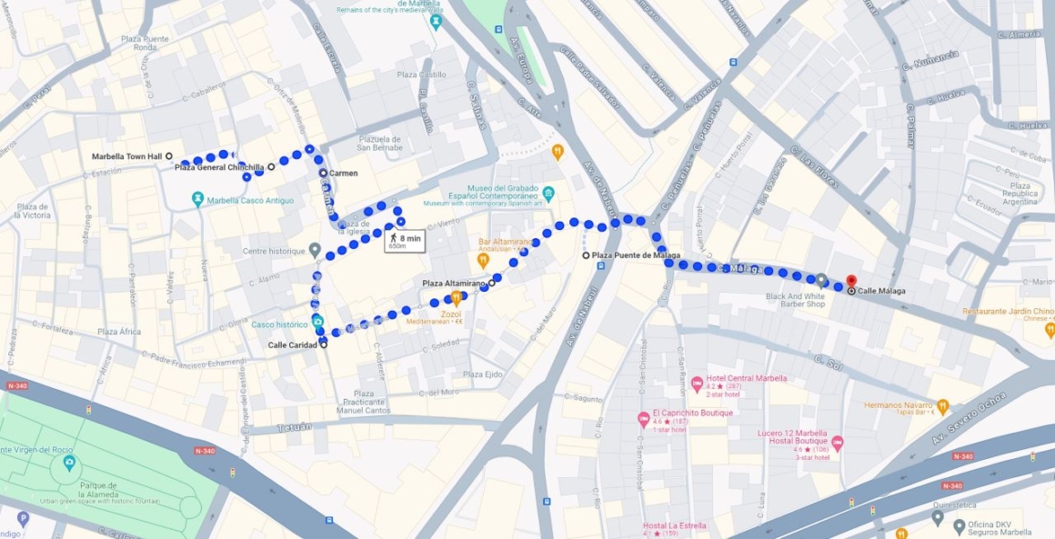 Feria de Marbella 2024 - closing procession route map