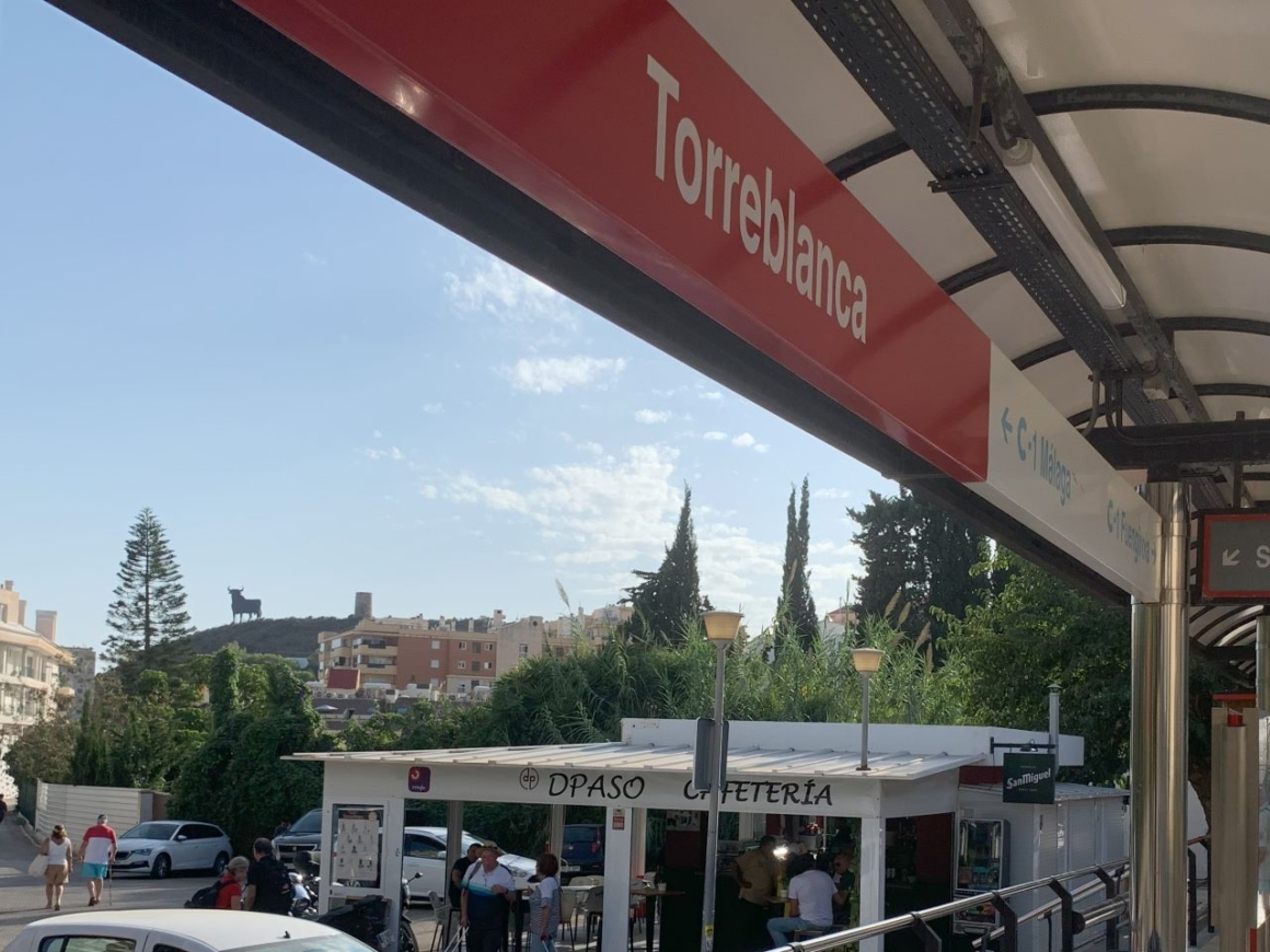 Torreblanca train stop and the Toro de Osborne