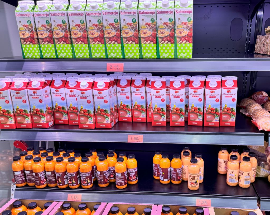 Supermarkets in Spain - gazpacho and salmorejo