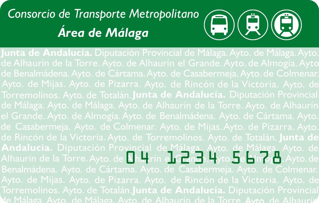 green bus card of the Consorcio Malaga