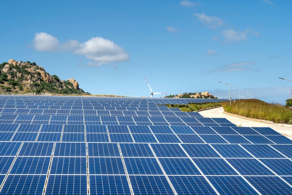 A large field of solar panels