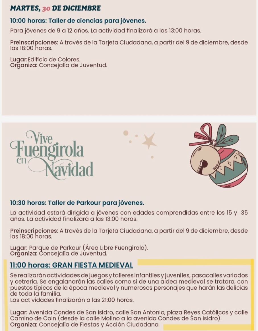 Medieval Party in Fuengirola - program